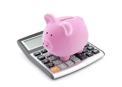 Piggybank on calculator